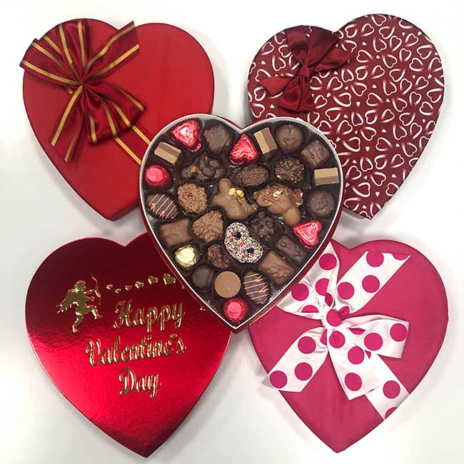Chocolate Heart Box with Foiled Hearts