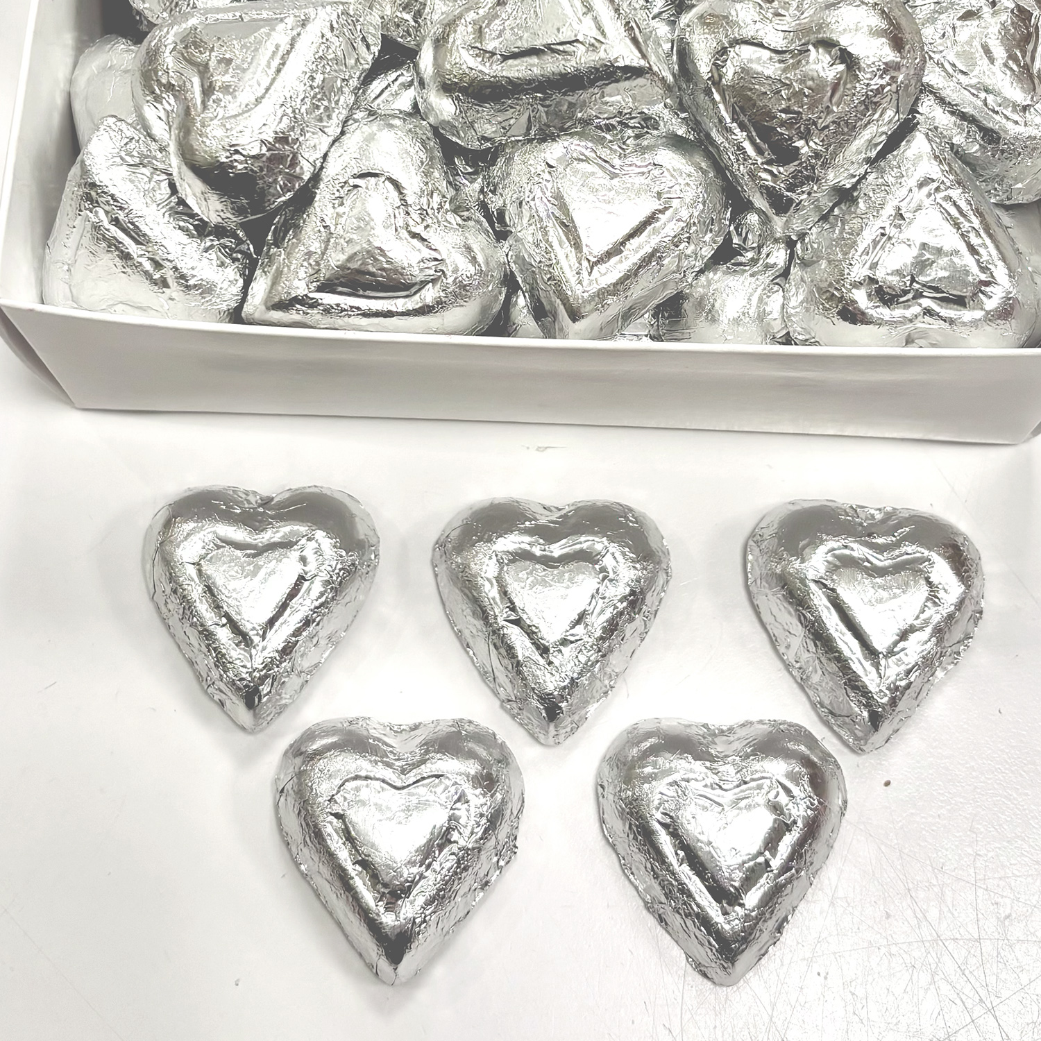 Milk Chocolate Silver Hearts