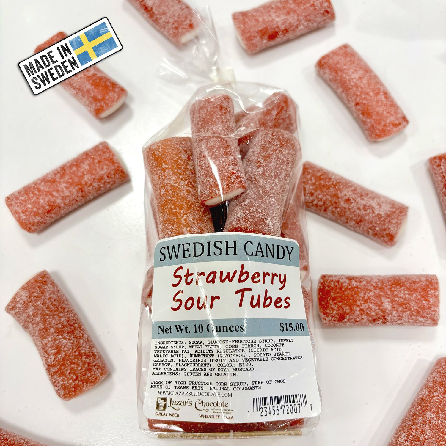 Swedish Candy - Sour Strawberry Tubes