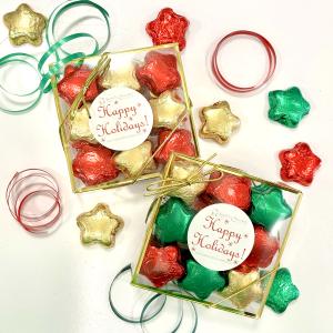 Square  Holiday Acetate Box with Chocolate